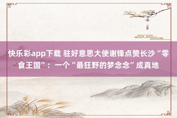 快乐彩app下载 驻好意思大使谢锋点赞长沙“零食王国”：一个“最狂野的梦念念”成真地