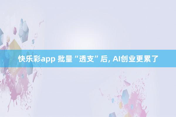 快乐彩app 批量“透支”后， AI创业更累了