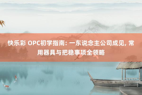 快乐彩 OPC初学指南: 一东说念主公司成见， 常用器具与把稳事项全领略
